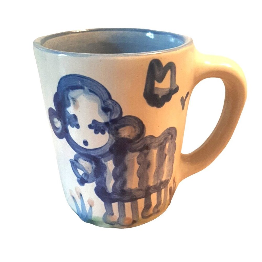 MA Hadley Sheep Lamb Mug Stoneware Hand Painted 10 oz The End Signed